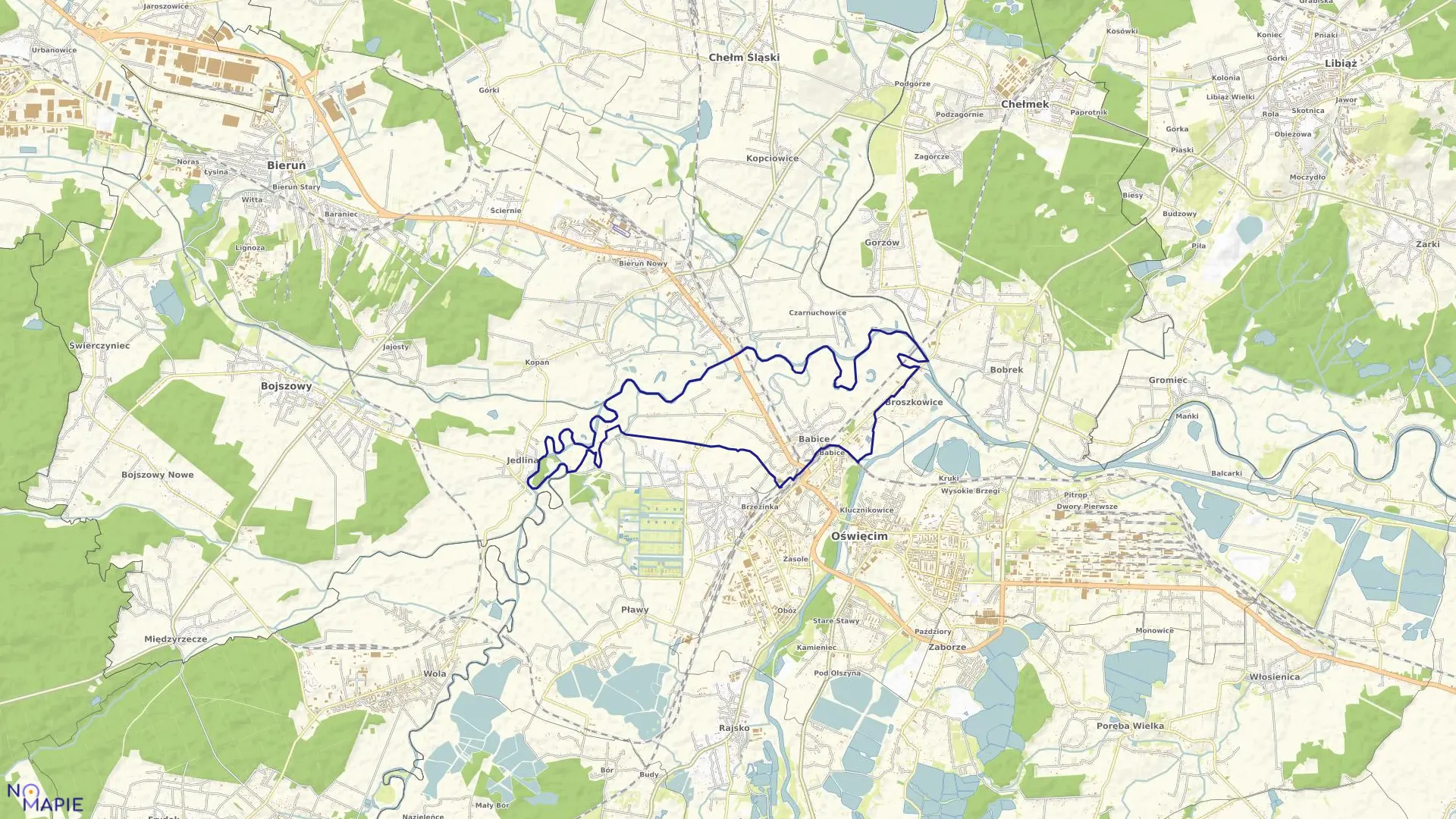 Mapa obrębu Babice w gminie Oświęcim