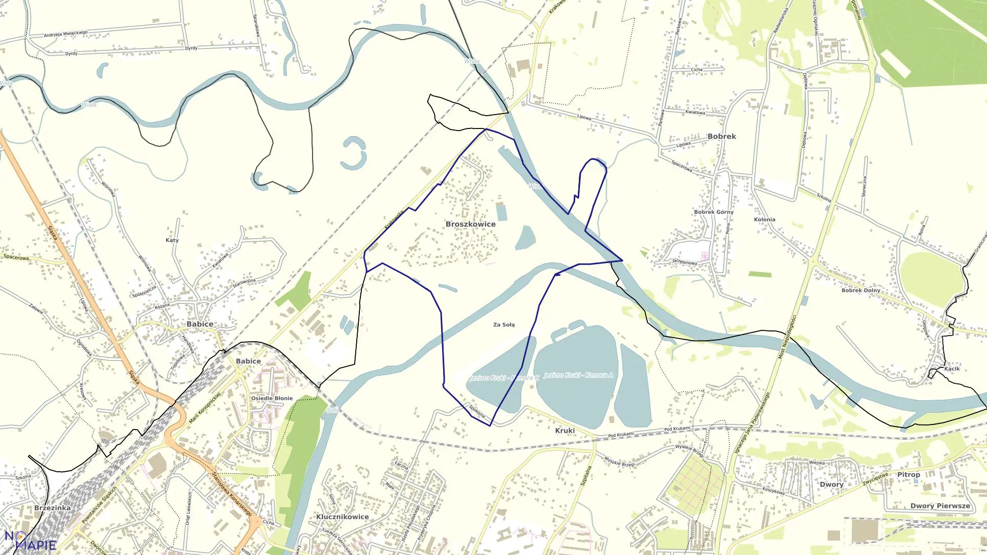 Mapa obrębu Broszkowice w gminie Oświęcim