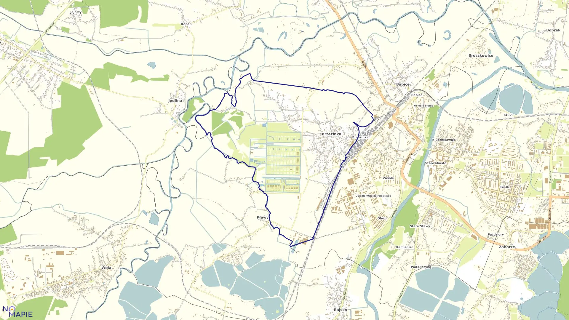 Mapa obrębu Brzezinka w gminie Oświęcim