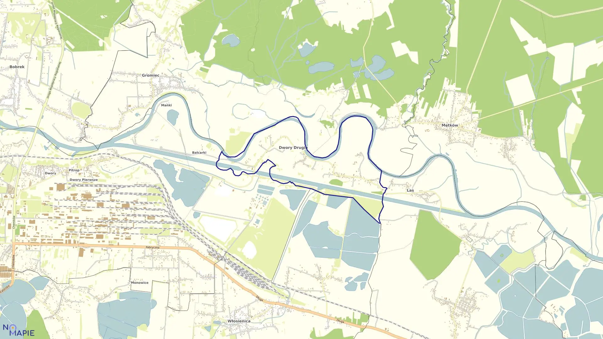 Mapa obrębu Dwory II w gminie Oświęcim