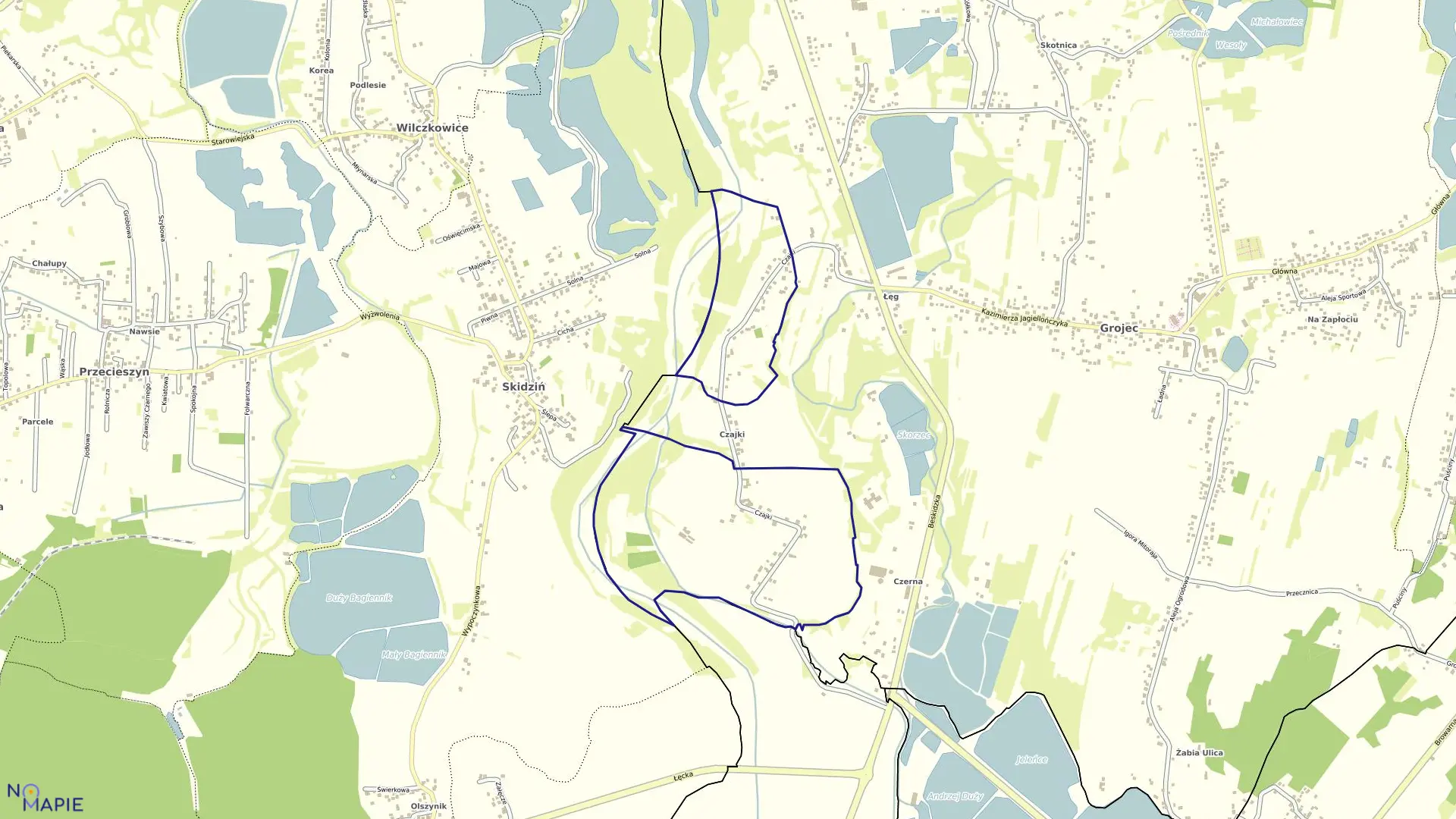 Mapa obrębu Grojec cz.Skidzińska w gminie Oświęcim