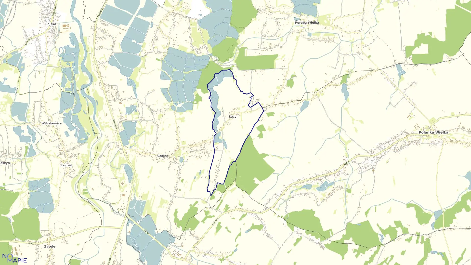 Mapa obrębu Łazy w gminie Oświęcim