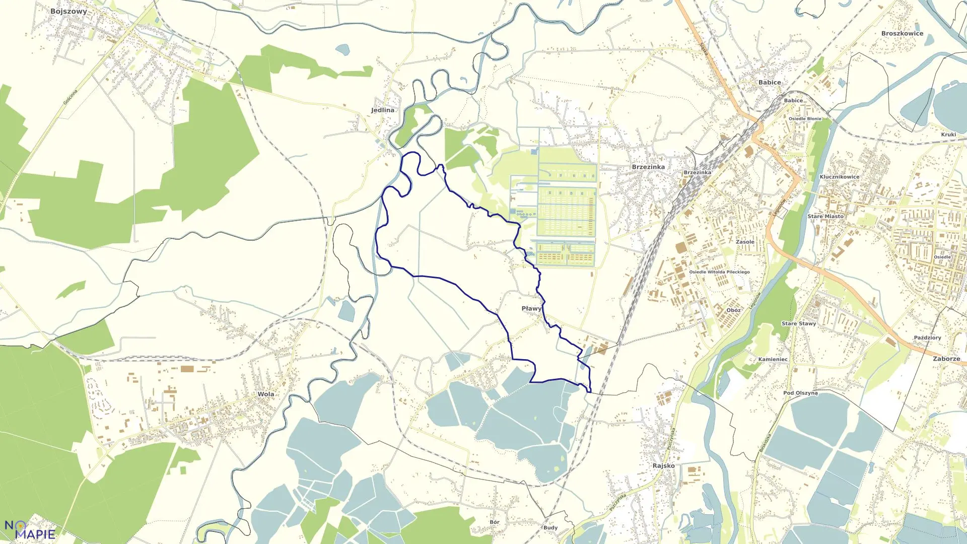Mapa obrębu Pławy w gminie Oświęcim